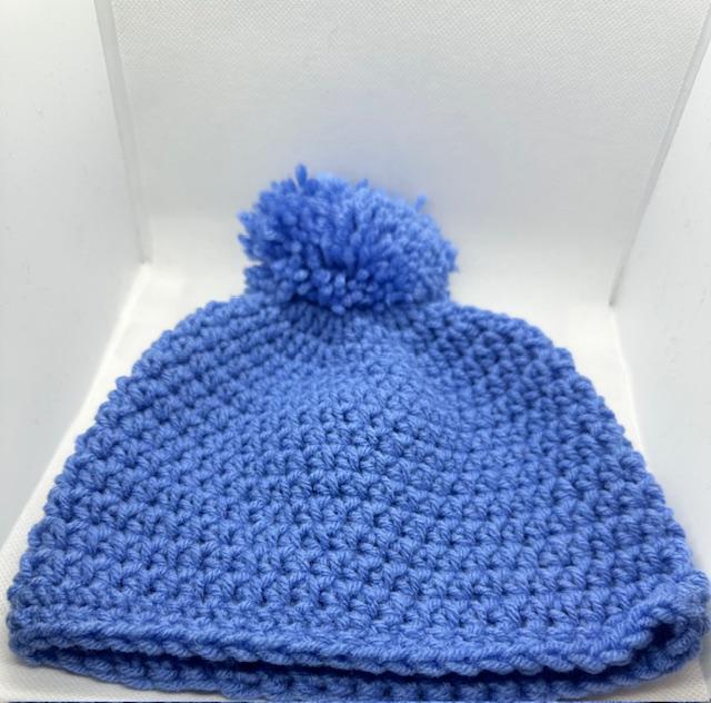 Medium Blue with Pom Beanie Adult