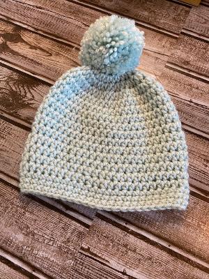 Pale Green with Pom Beanie Kids