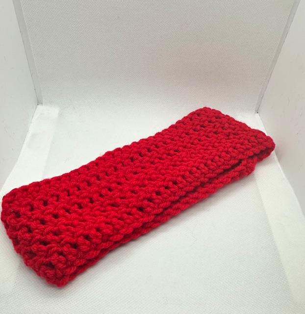 Red Plain Crochet Headband Adult Medium