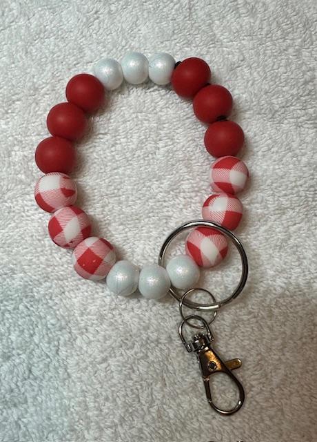 Wristlets for Keys - Red White and Red Checkered