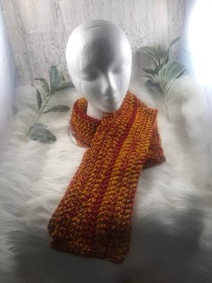 Red with Gold Mix Crochet Scarf 67 inches