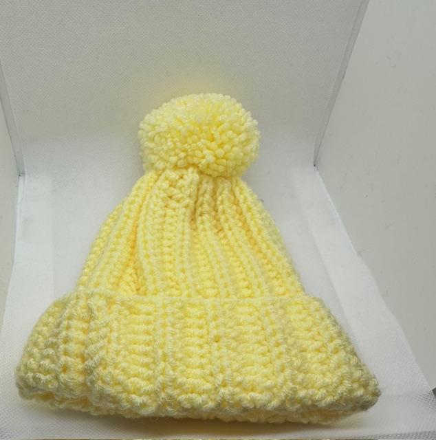 Solid Yellowl with Pom Beanie Kids