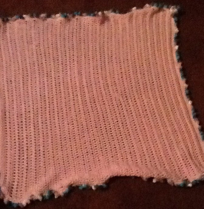 Blanket Baby - Crochet Pink and spring ombre, COTTON YARN