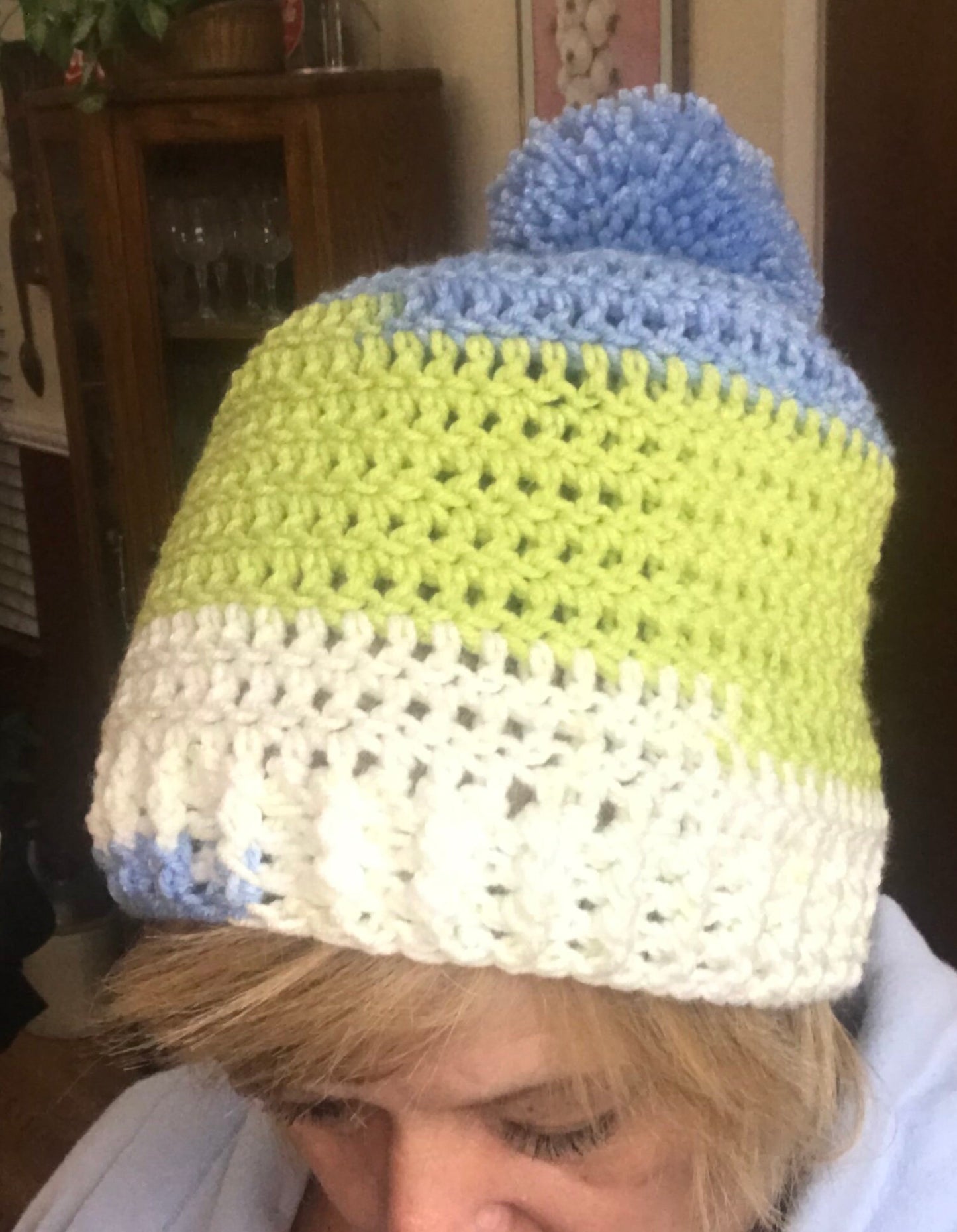 Handmade crochet hat (beanie) Blue & Greens Mix
