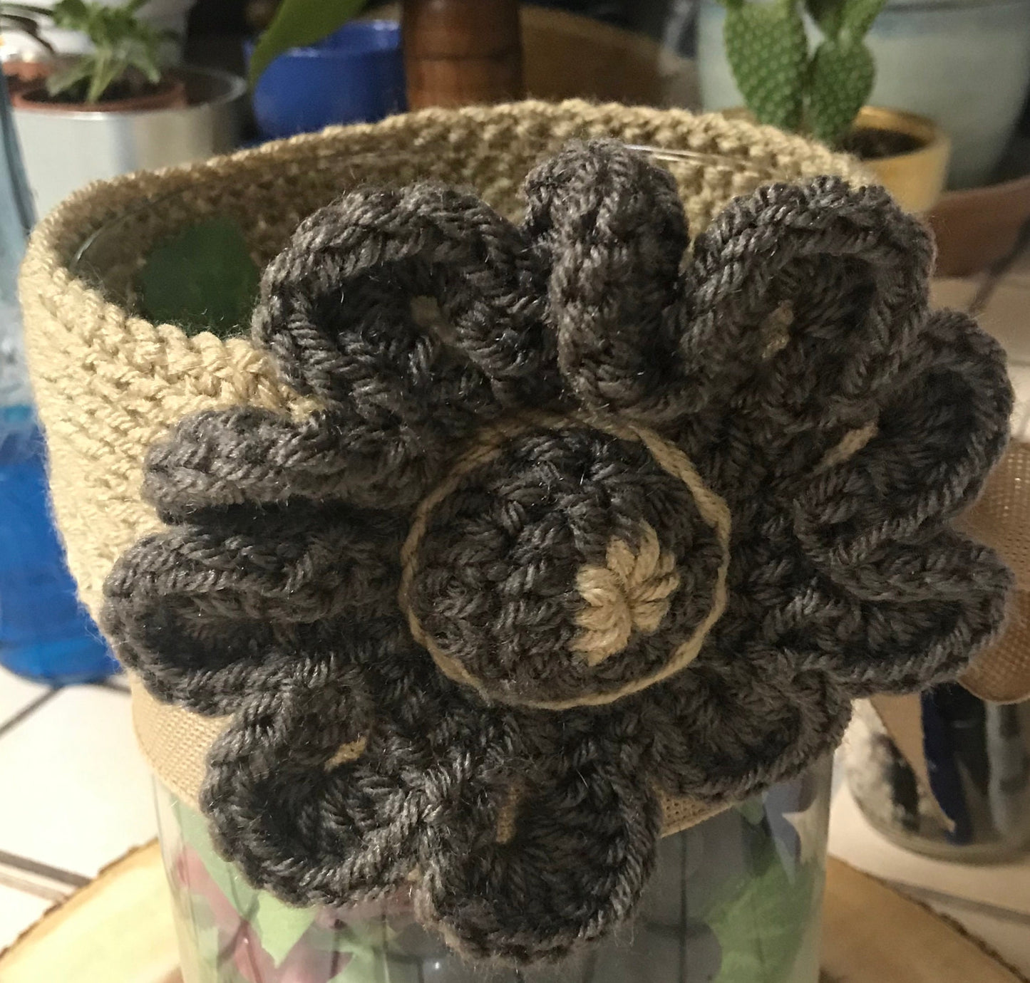 Handmade crochet Adult headband Tan, Brown and Tan Flower