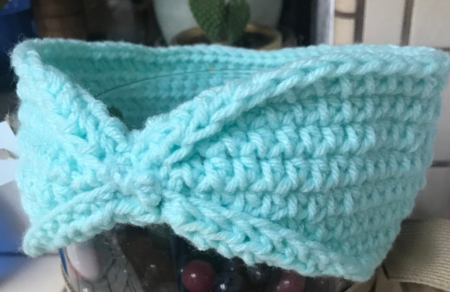 Handmade crochet Adult headband Mint Green Cinched