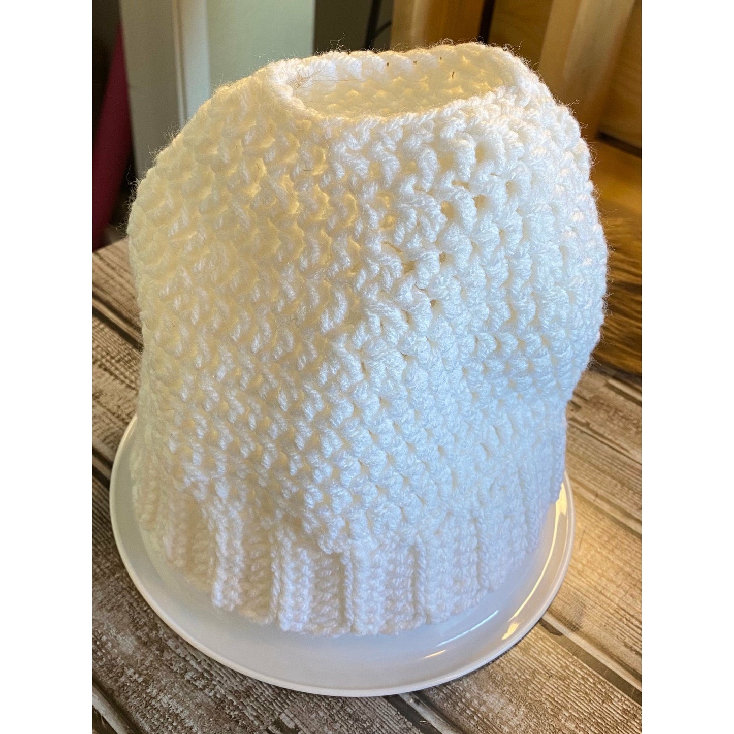 Handmade Crochet Adult Messy Bun/Pony Tail Hat(Off-White)