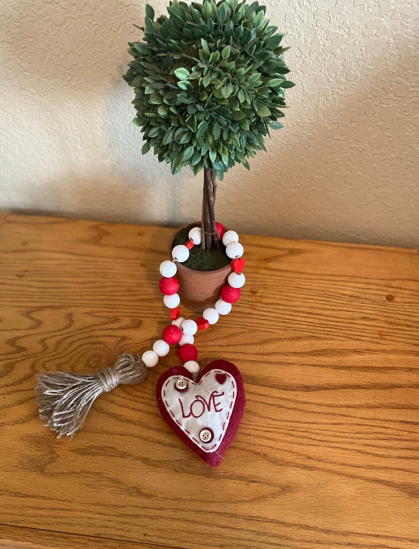 Valentines Day beaded garland