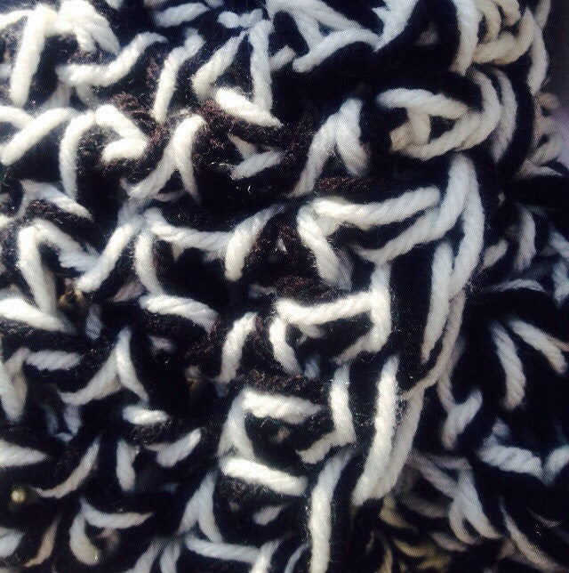 Crochet Infinity Scarf - Black & Aran