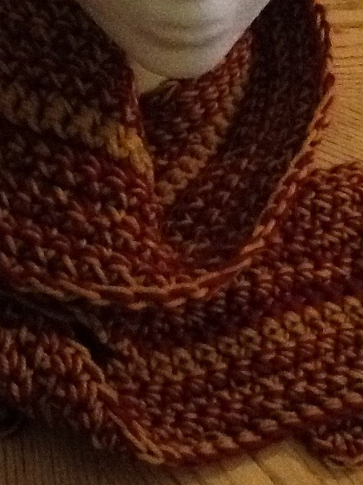 Traditional Crochet Scarf - Wine Gold Mix 49ers