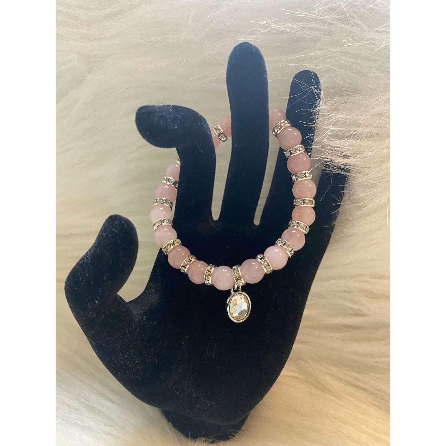 Gemstone Rose Quartz Crystal Bracelet