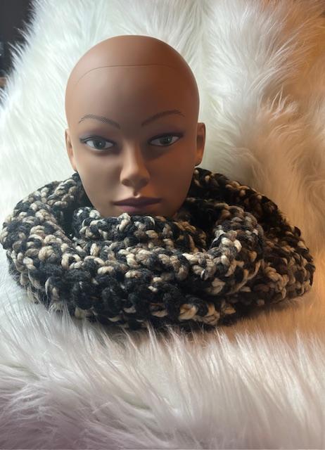 Black Brown and Tan Infinity Scarf