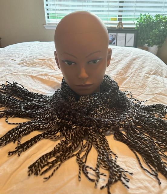 Black and White Twist Crochet Cowl Scarf