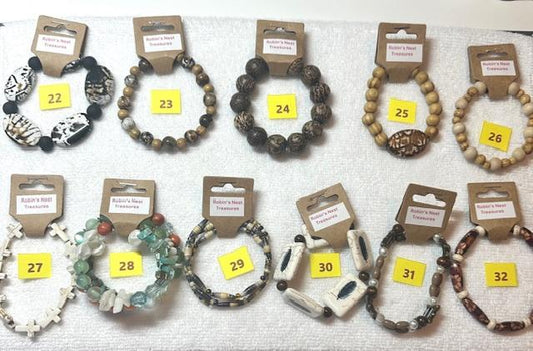 Bracelets, Glass, Wood, Bracelets