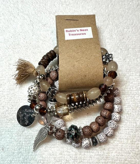 Brown I Love You set with multiple charms (4 pc set)