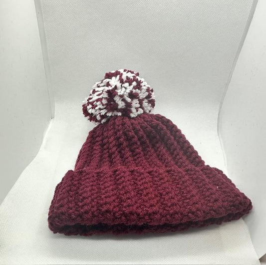 Burgundy with Pom Beanie Kids