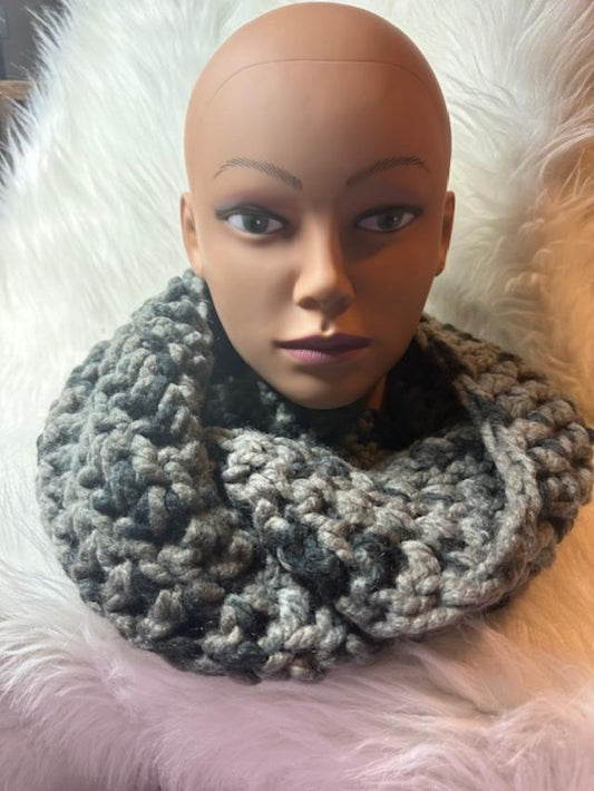 Grayish and Black Infinity Scarf