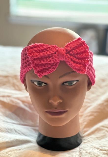 Hot Pink Headband with Bow Adult Large