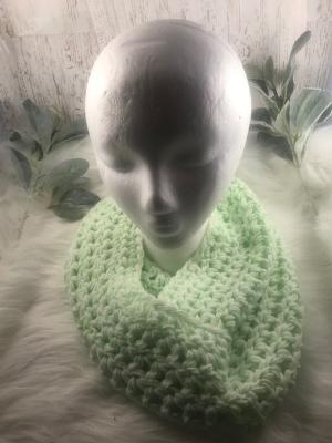 Lime Green and White Infinity Scarf