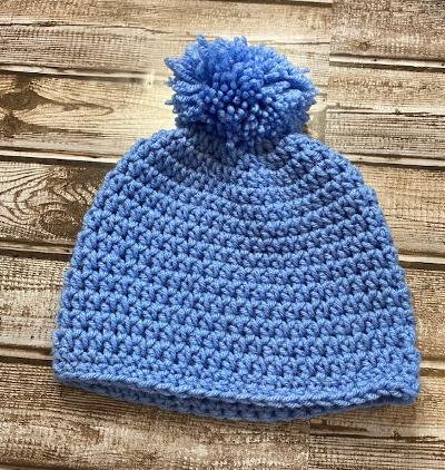 Newborn Beanies and Hats Sky Blue with Pom