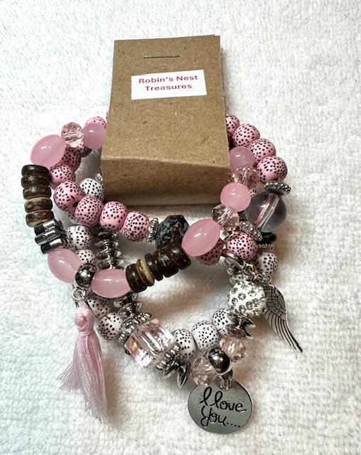 Pink I Love You set with multiple charms (4 pc set)