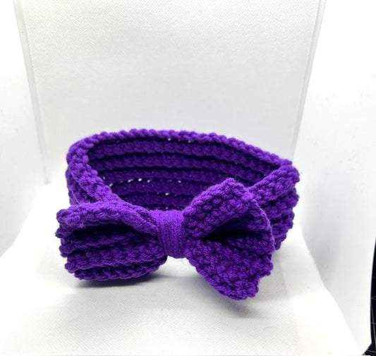 Purple Crochet Headband with Bow Kids