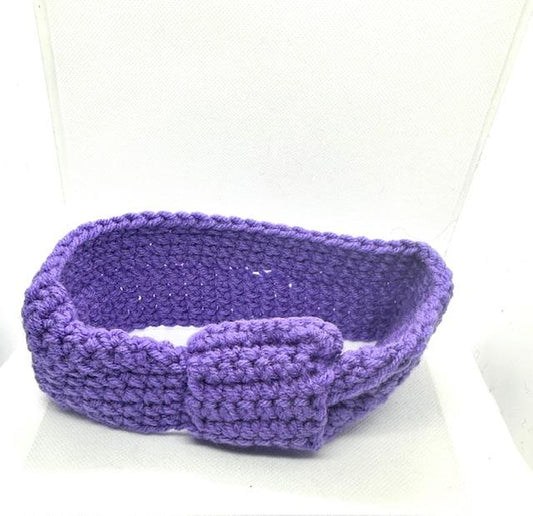 Purple Crochet Headband with knot Kids