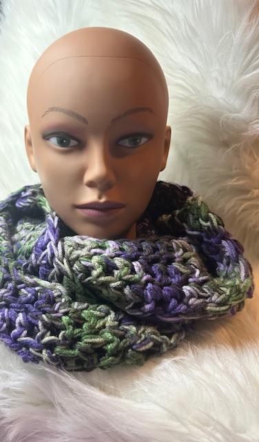 Purple, Lavender and Green Infinity Scarf