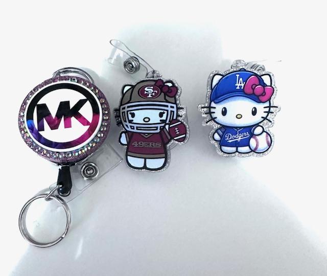 Badge Reels with and without rhinestones