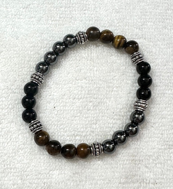 Black, Tiger Eye, Gunmetal Bracelet