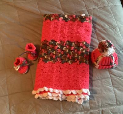 Baby Blanket with Beanie and Booties Set