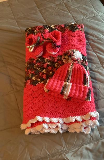 Baby Blanket with Beanie and Booties Set