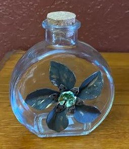 Decor Home Vintage Bottle - Flower with Green Stone