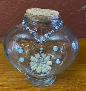 Decor Home Vintage Bottle - White Flower Rosary