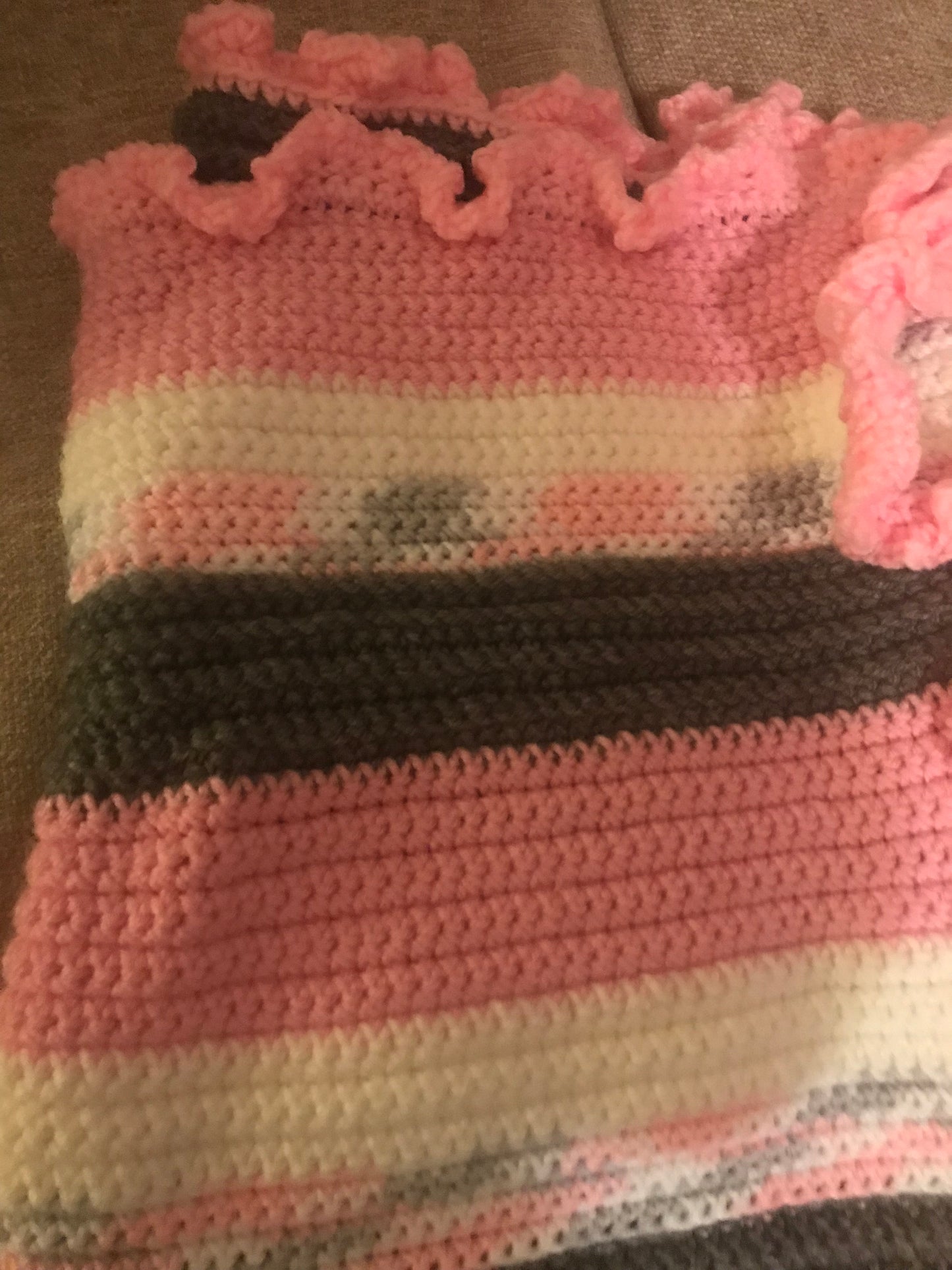 Blanket Baby Crochet Soft Blanket” Pink, Gray, White Mix