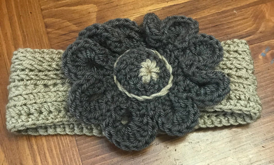 Handmade crochet Adult headband Tan, Brown and Tan Flower