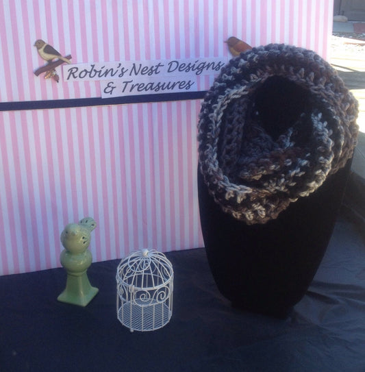 Crochet Infinity Scarf - Ashes
