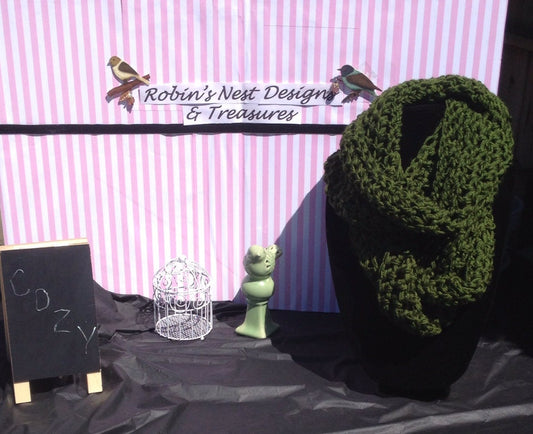 Crochet Infinity Scarf - Dark Leaf