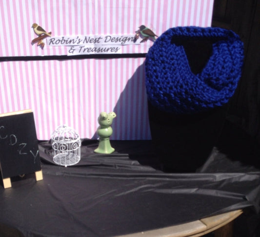 Crochet Infinity Scarf - Fort Worth Blue