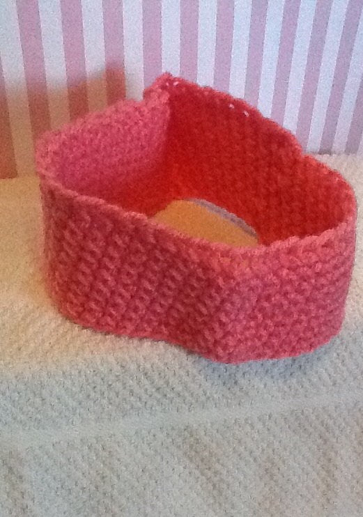 Handmade kid/baby crochet headband (Ear Warmer).  Perfect Pink PLAIN 7-1/2”