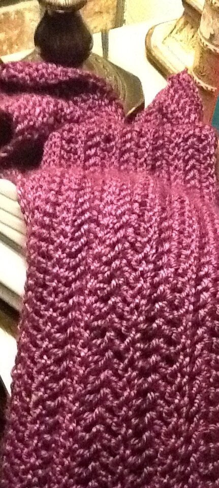 Traditional Crochet Scarf - Grape