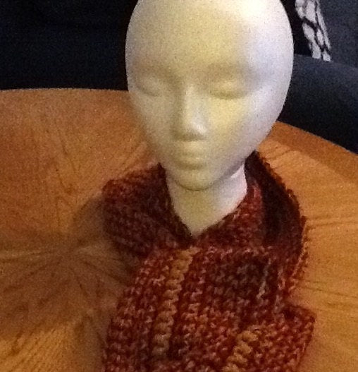 Traditional Crochet Scarf - Wine Gold Mix 49ers