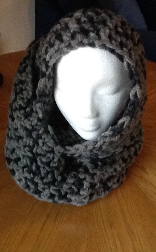 Crochet Infinity Scarf - Raven