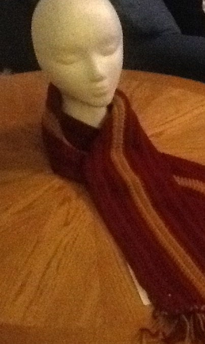 Traditional Crochet Scarf - 49ers Wine & Gold